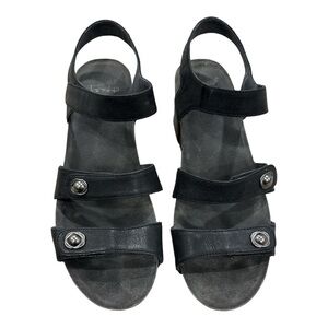 DANSKO Women's Savannah Wedge Sandal Black Waxy Leather size 40